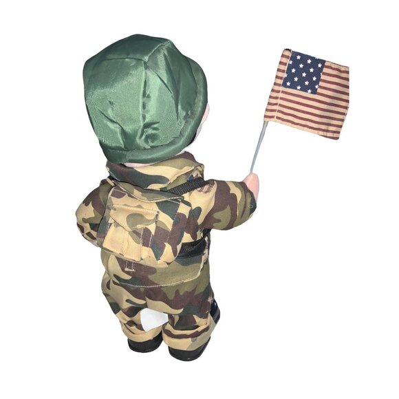 Patriotic American Soldier PLUSH Figure  Camouflage Outfit American Flag - Picture 13 of 15